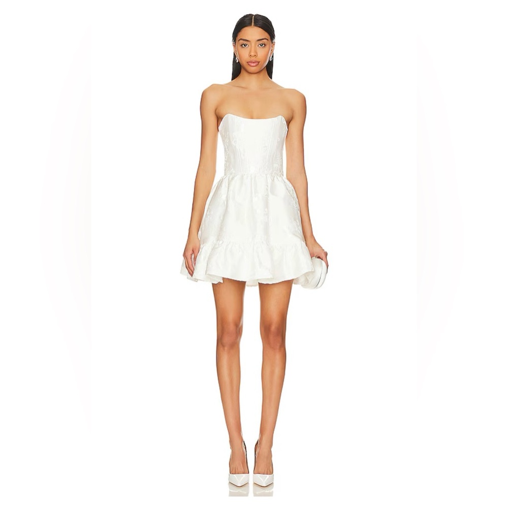 V. Chapman Ginny Corset Mini Dress in White Baroque Floral